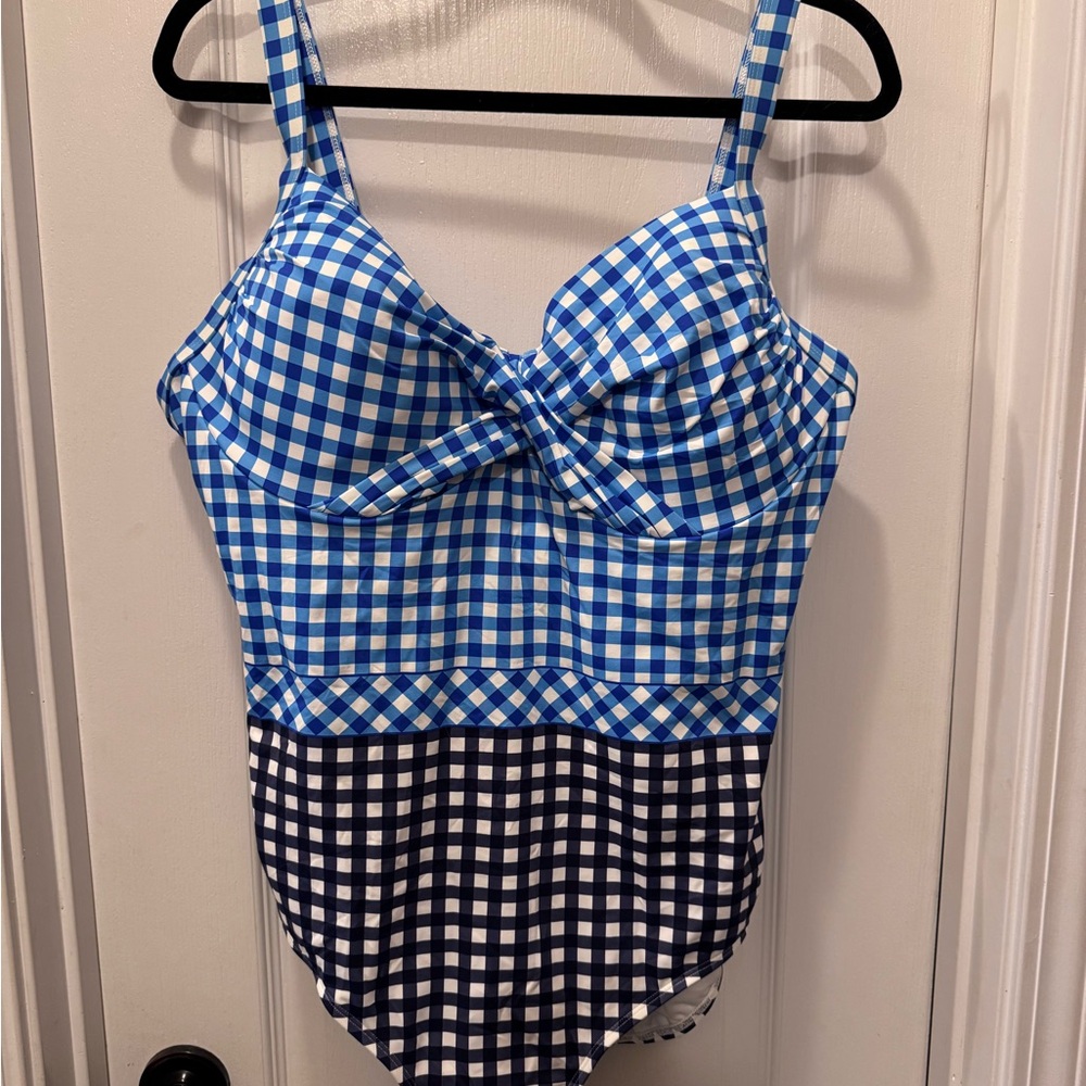 Draper James Blue and White One Piece Swimsuit